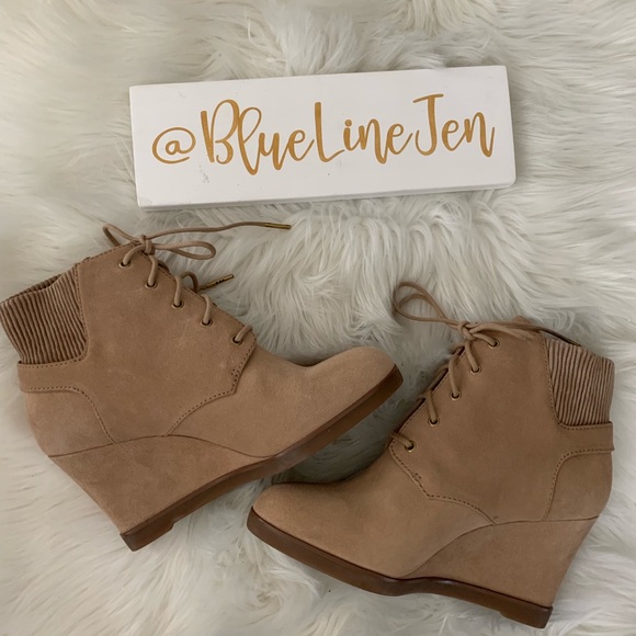 Michael Kors Shoes - Carrigan Suede Lace Up Wedge Booties